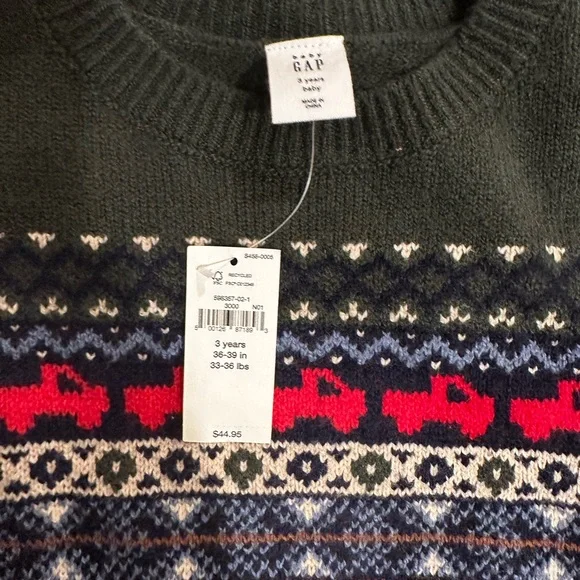 NWT GAP Toddler CashSoft Crewneck Sweater - Multi Fair Isle - Picture 2 of 4